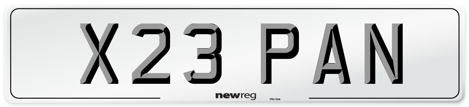 X23 PAN Number Plate from New Reg